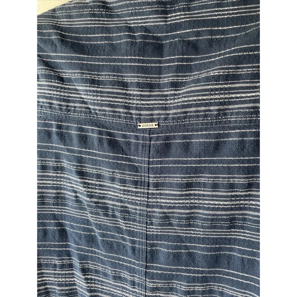 prAna Shirt Dress Women Small Blue White Striped Long Sleeve Tunic Boho Gorpcore